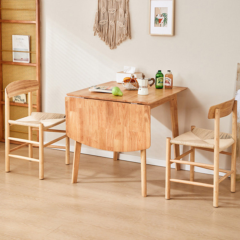 实木餐桌小户型家用折叠桌长方形饭桌现代简约餐厅桌子原木可伸缩