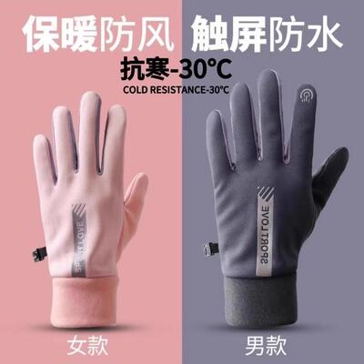 冬季防风防水加绒保暖触屏秋冬季户外电动车手套防滑骑行专用手套