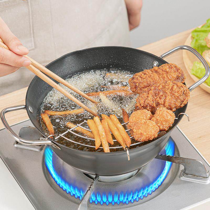日本天妇罗304不锈钢油炸锅家用迷你燃气瓦斯省油小型炸油锅煎锅