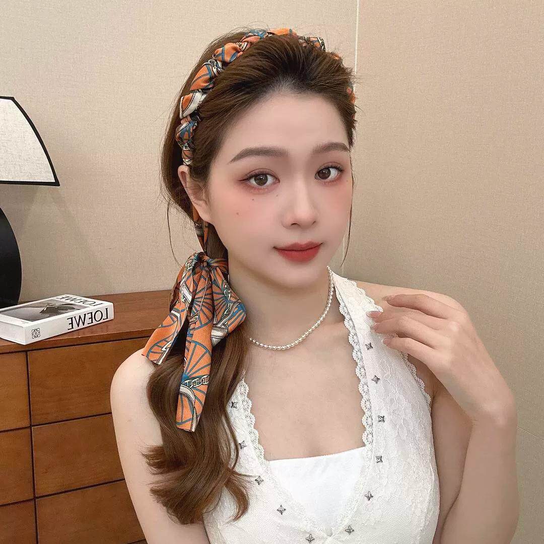 复古链条飘BRW带发发卡箍女发一体系带饰头箍夏天头饰编头发箍手