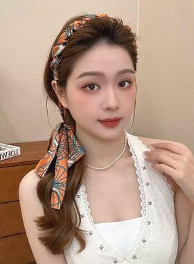 复古链条飘BRW带发发卡箍女发一体系带饰头箍夏天头饰编头发箍手