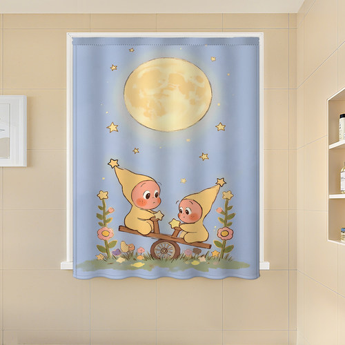 浴室卫生间窗帘防水遮光免打孔易安装厕所小窗户遮挡帘防霉星星人