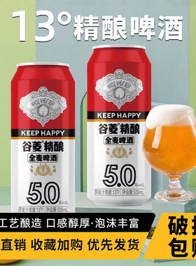 13度全麦精酿原浆啤酒500ml12/24易拉罐装德系工艺整箱清仓 批发