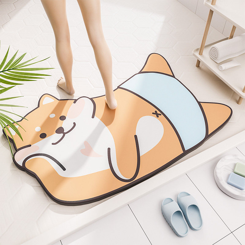 硅藻泥吸水地垫浴室卫生间门口进门入户丝圈防滑脚垫子洗手间地毯