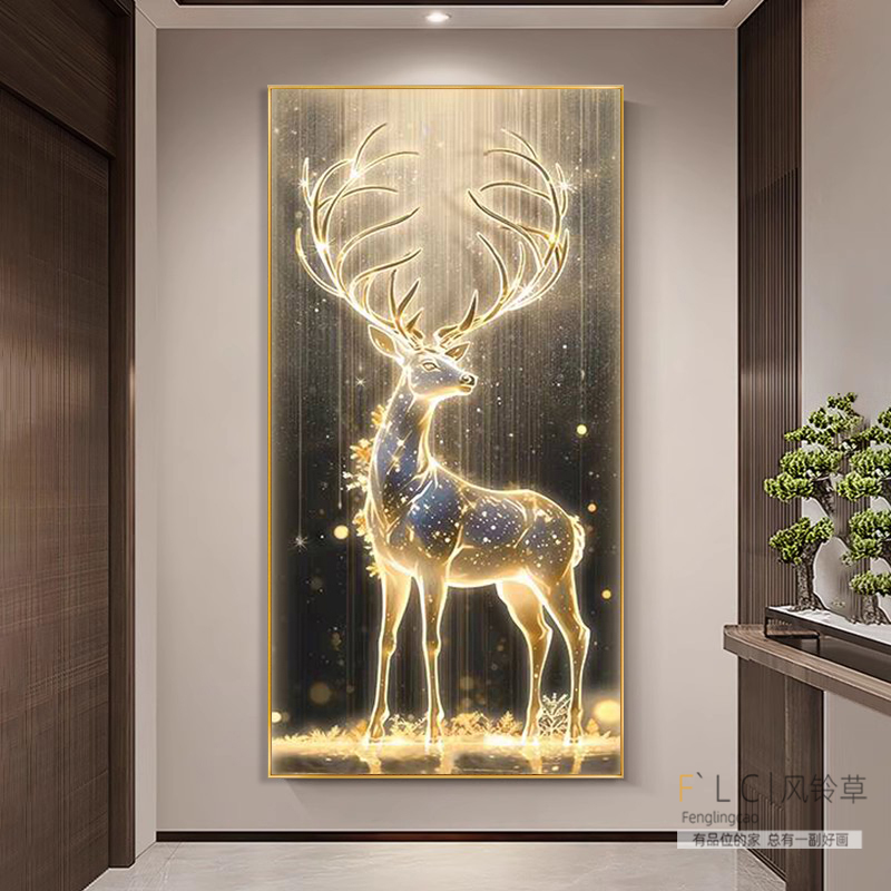 招财麋鹿钻石画满钻新款