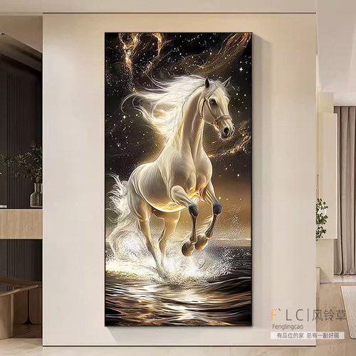 马到成功入户玄关钻石画满钻新款