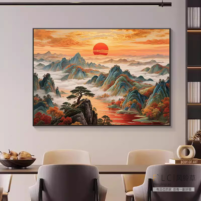 餐厅5d钻石画旭日东升满钻