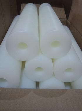 尼龙管空心耐磨含油轴套衬套垫圆柱棒白色pa66尼龙轮加工定制