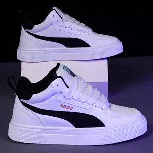 加绒保暖男鞋 百搭防滑运动休闲鞋 秋冬季 时尚 厚底板鞋 高帮舒适板鞋