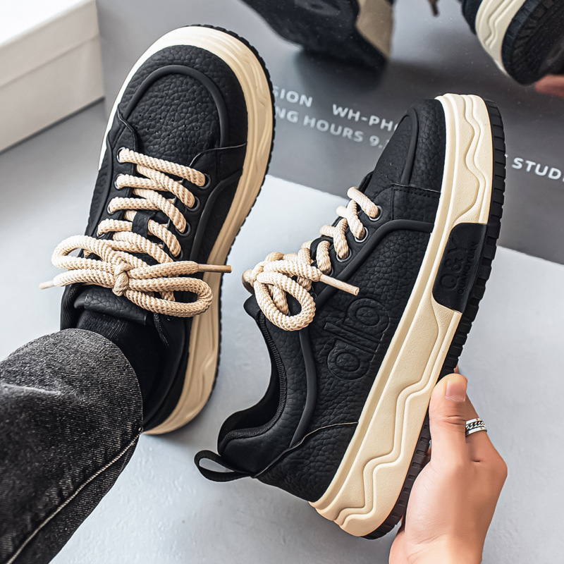 男鞋2025新款冬季运动休闲板鞋高级感黑色厚底增高百搭潮鞋小白鞋