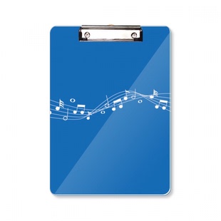 蓝色音乐动感五线谱平头文件夹书写垫板考试A4板夹纸夹子