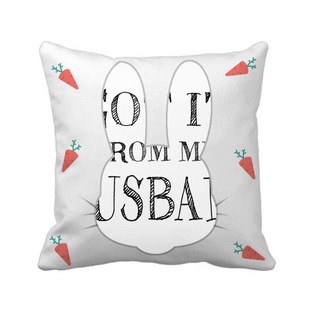 老公给我的礼物英文兔子方形抱枕靠枕沙发靠垫双面含芯礼物定制简