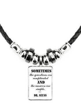 有时候答案比问题简单手工蜡皮绳项链子吊坠饰品合金挂坠男女定制