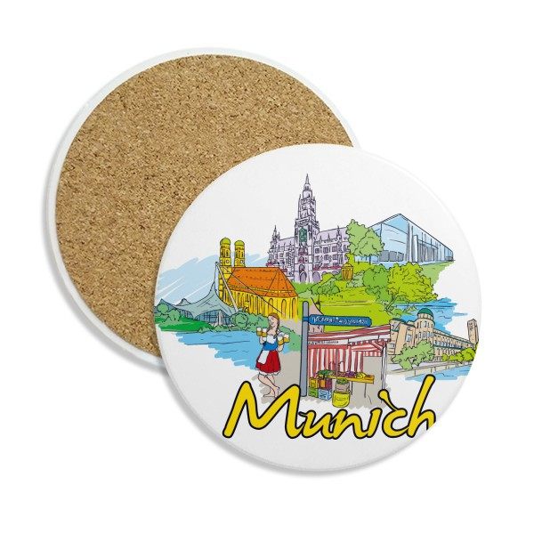 德国慕尼黑地标建筑插画图案圆形杯垫水杯隔热垫2片装礼品礼物定,节庆用品/礼品,文化创意杯垫/餐垫,淘宝优惠券,粉丝福利购,淘宝优惠卷