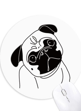 黑白卡通小狗纹样插画圆形游戏办公防滑橡胶鼠标垫礼物