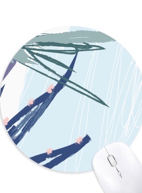 树叶抽象花卉北欧插画圆形游戏办公防滑橡胶鼠标垫礼物