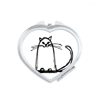 卷曲尾巴猫咪坐姿线条心形化妆小镜子便携迷你双面镜礼物定制定做