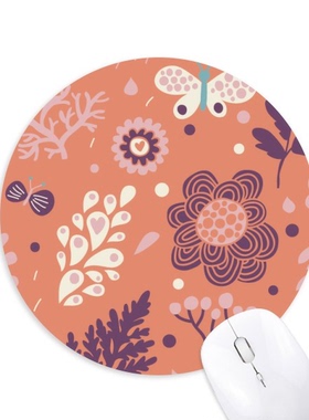 蝴蝶花植物手绘花卉画圆形游戏办公防滑橡胶鼠标垫礼物