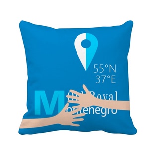 黑山共和国地理坐标拥抱方形抱枕靠枕沙发靠垫双面含芯礼物定制简