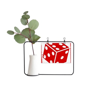 赌场红色骰子插画纹样金属相框陶瓷花瓶装饰假花仿真花创意卡片in