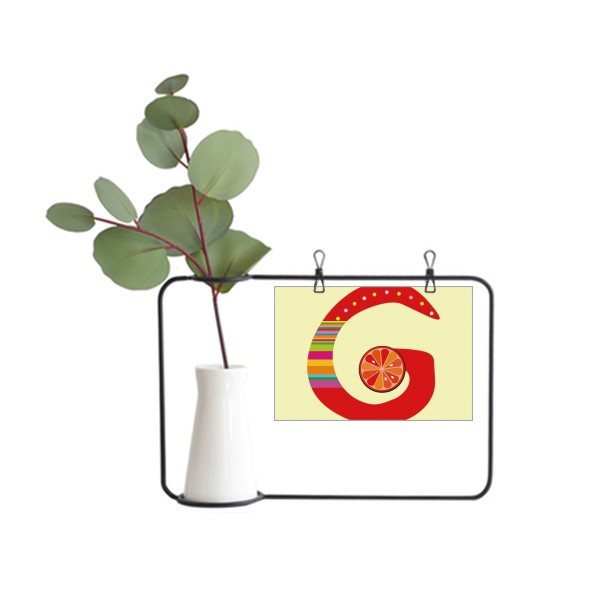 G字母水果有趣可爱插画图案金属相框陶瓷花瓶装饰假花仿真花创意