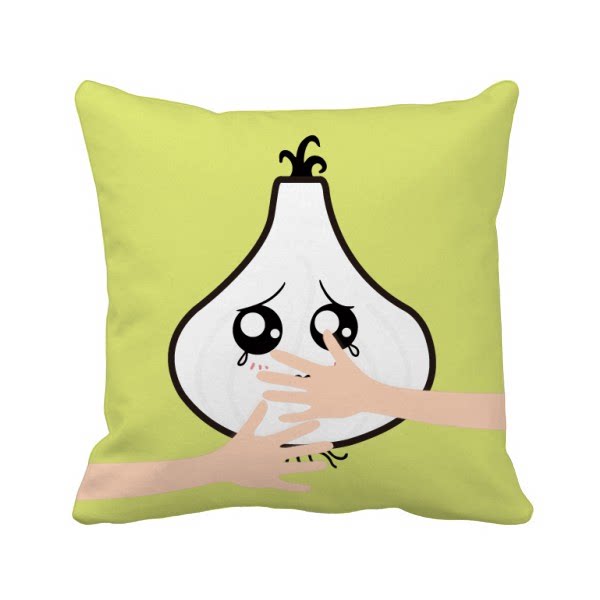大蒜头哭泣可爱小表情拥抱方形抱枕靠枕沙发靠垫双面含芯礼物定制