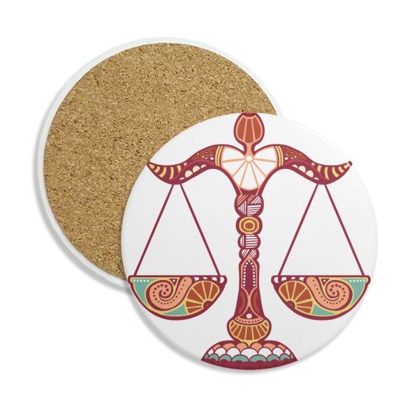 天秤座星座标志插画图案圆形杯垫水杯隔热垫2片装礼品礼物定制定,节庆用品/礼品,文化创意杯垫/餐垫,淘宝优惠券,粉丝福利购,淘宝优惠卷