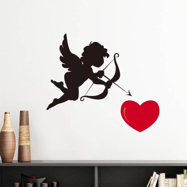 丘比特天使红心图案墙贴壁纸房间贴花海报不干胶车贴室内装饰