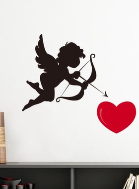 丘比特天使红心图案墙贴壁纸房间贴花海报不干胶车贴室内装饰