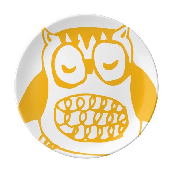 卡通胖猫头鹰保护动物爱宠人士陶瓷餐盘子8寸月光盘餐具家居礼物