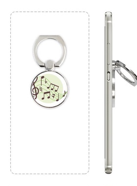 绿底圆形飘扬音乐乐章手机支架指环多功能黏贴懒人桌面支撑礼品定