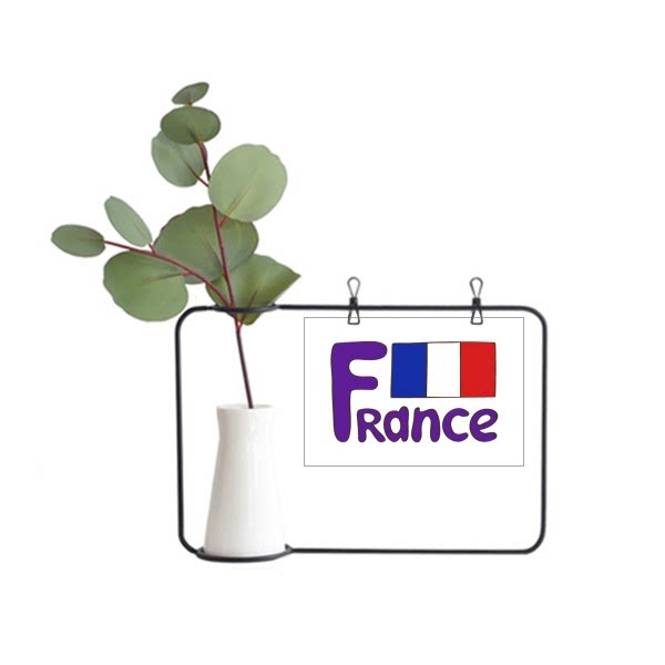 法国国旗蓝色图案金属相框陶瓷花瓶装饰假花仿真花创意卡片ins