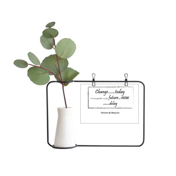 今天开始改变生活英语名言金属相框陶瓷花瓶装饰假花仿真花创意卡