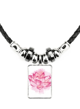 粉色花卉植物饰品合金吊坠