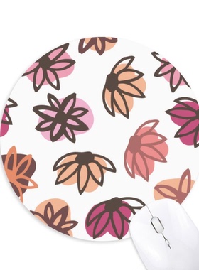 花瓣抽象花卉北欧插画圆形游戏办公防滑橡胶鼠标垫礼物