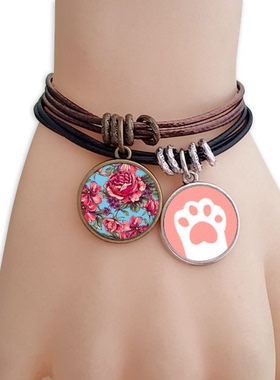 植物花朵猫咪礼品原创设计风手链