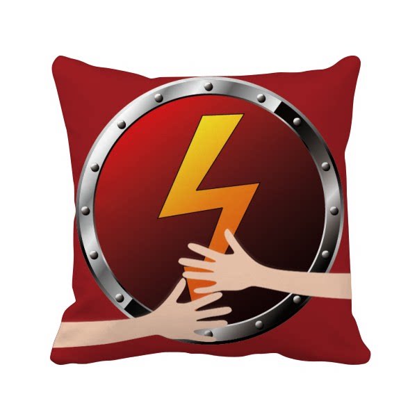 标志有电危险拥抱方形抱枕靠枕沙发靠垫双面含芯礼物定制简约定做