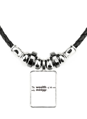 英文精神财富是财富手工蜡皮绳项链子吊坠饰品合金挂坠男女定制礼