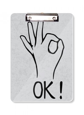 黑色OK个性手势图案平头文件夹书写垫板考试A4板夹纸夹子