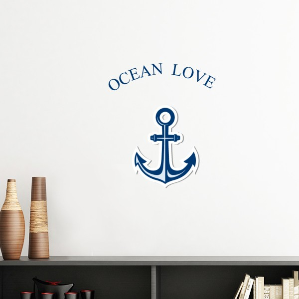 锚轮船海军领航航海插画墙贴壁纸房间贴花海报不干胶车贴室内装饰