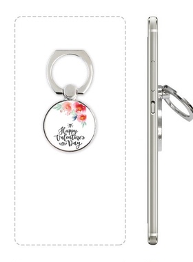 情人节快乐花英文手写手机支架指环多功能黏贴懒人桌面支撑礼品定