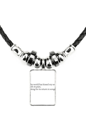 以痛苦求我歌声名诗句手工蜡皮绳项链子吊坠饰品合金挂坠男女定制