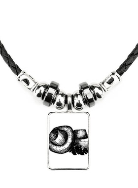 写实蘑菇线描插画图案手工蜡皮绳项链子吊坠饰品合金挂坠男女定制