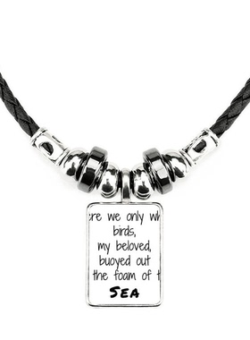 愿为白鸟比翼名诗句手工蜡皮绳项链子吊坠饰品合金挂坠男女定制礼