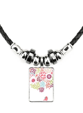 纯色手绘花纹植物饰品合金吊坠