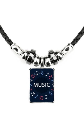 红白蓝圆形音乐饰品合金吊坠