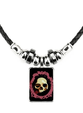 万圣节逼真风圆形骷髅合金吊坠