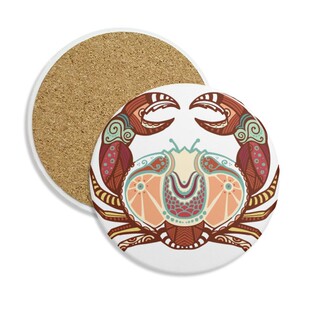 巨蟹座星座标志插画图案圆形杯垫水杯隔热垫2片装礼品礼物定制定