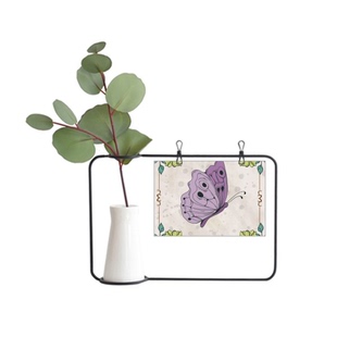 粉紫色蝴蝶炼句图案金属相框陶瓷花瓶装饰假花仿真花创意卡片ins