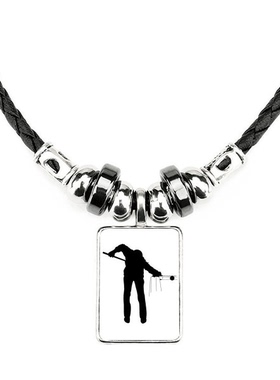 体育运动台球瞄准手工蜡皮绳项链子吊坠饰品合金挂坠男女定制礼物